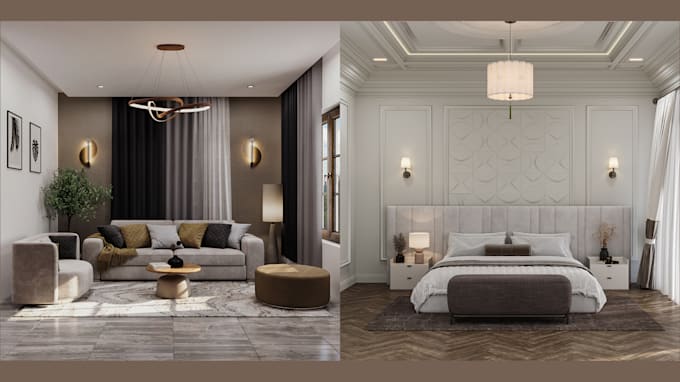 do 3d interior design, photorealistic rendering