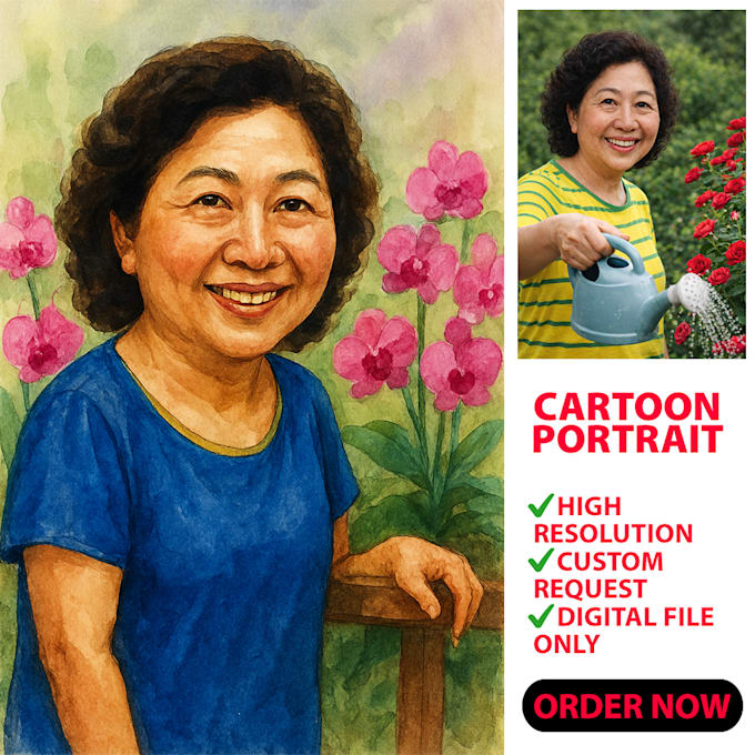 draw a high quality cartoon portrait from your photo