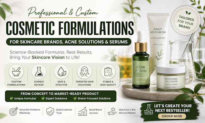 develop cosmetic formulations for skincare brands acne solutions and serums