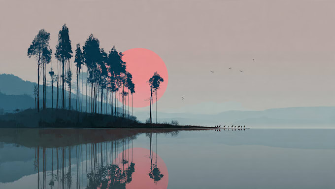 create minimalist landscape illustrations and posters