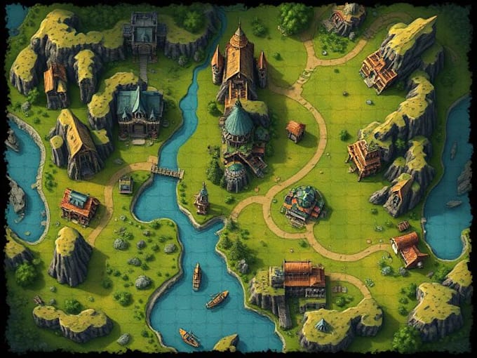 draw fantasy map, landscape design, rpg map dnd art
