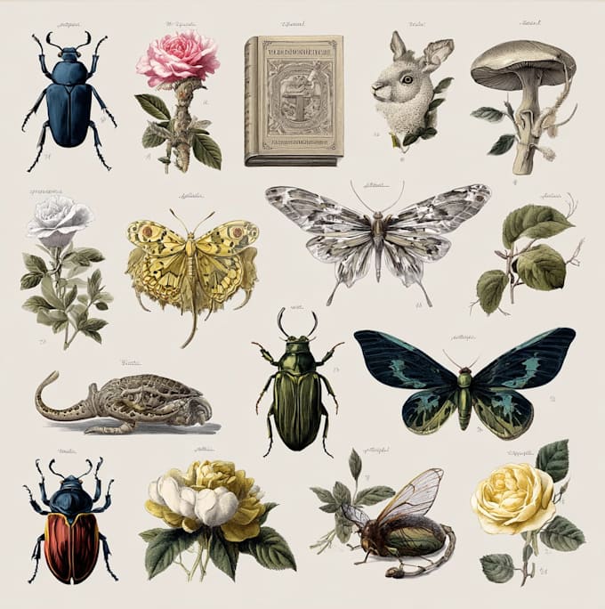draw scientific animals, plants or encyclopedia book illustrations
