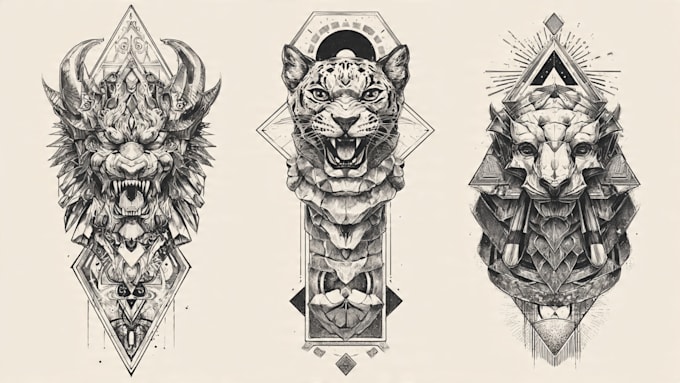 create a custom tattoo design , tattoo sleeve in realism