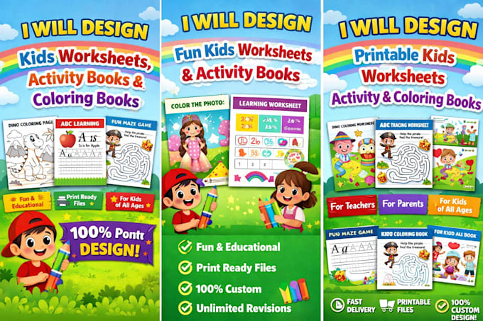 Design fun and educational kids worksheets and activity books by ...