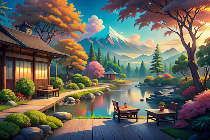 draw chill lofi style outdoor landscape art