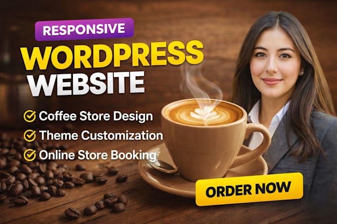 create wordpress restaurant, coffee shop, bakery, catering and grocery website