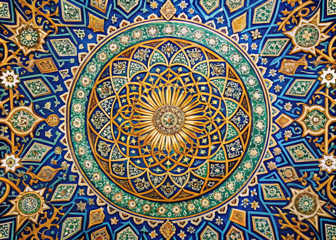 draw beautiful islamic calligraphy and patterns background