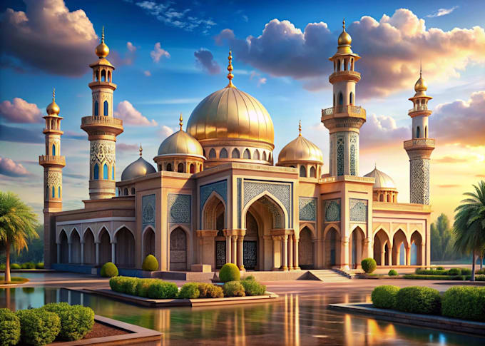 create realistic islamic architecture and mosque art
