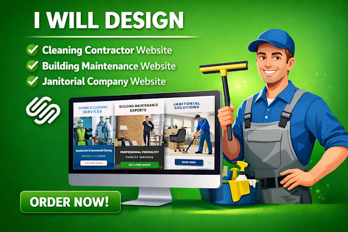 build squarespace website contractor website janitorial website