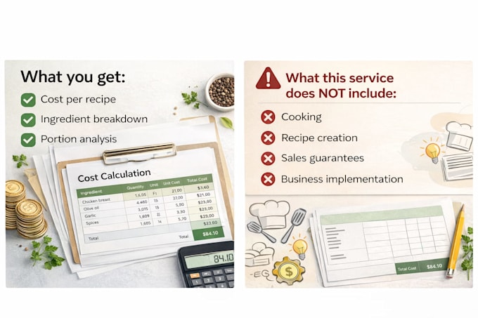 calculate real recipe and menu cost