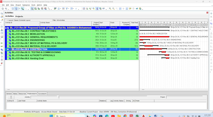 create project schedule using primavera p6