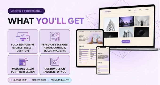 design and develop a modern responsive portfolio website