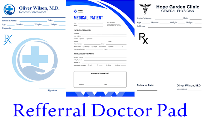 design medical referral pad a4 a5 with editable source