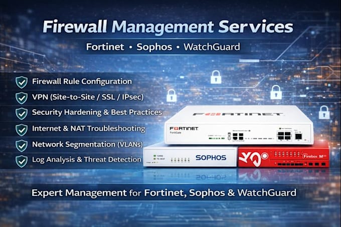 configure, manage and secure your firewall fortinet, sophos, watchguard