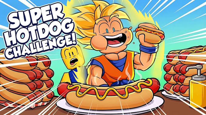 draw a roblox cartoon thumbnail for youtube