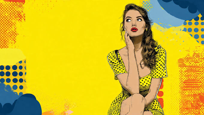 draw a retro pop art roy lichtenstein style