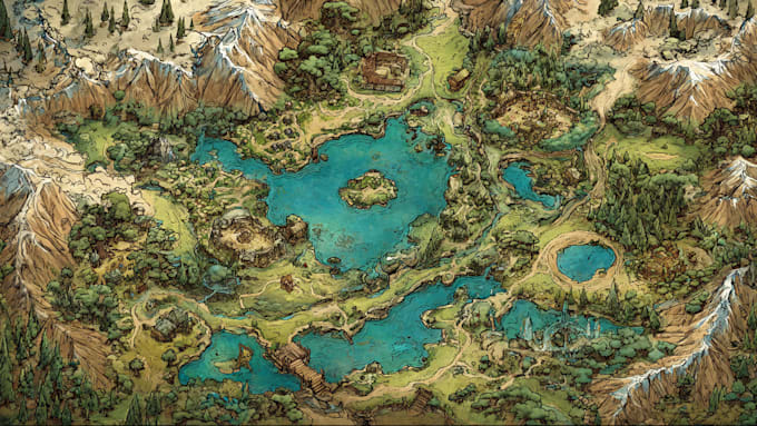 Draw a detailed hand drawn fantasy map for your dnd or rpg by ...