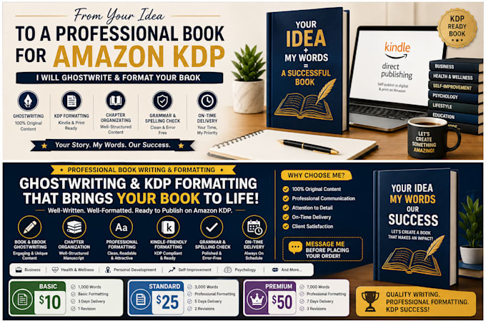 ghostwrite and format your book for amazon KDP