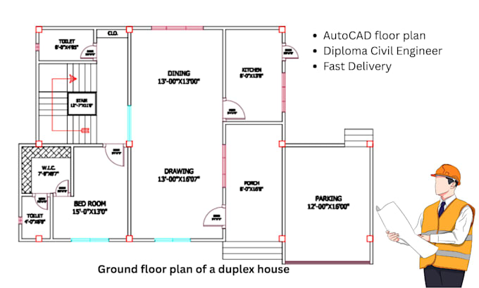 draw professional floor plan in autocad
