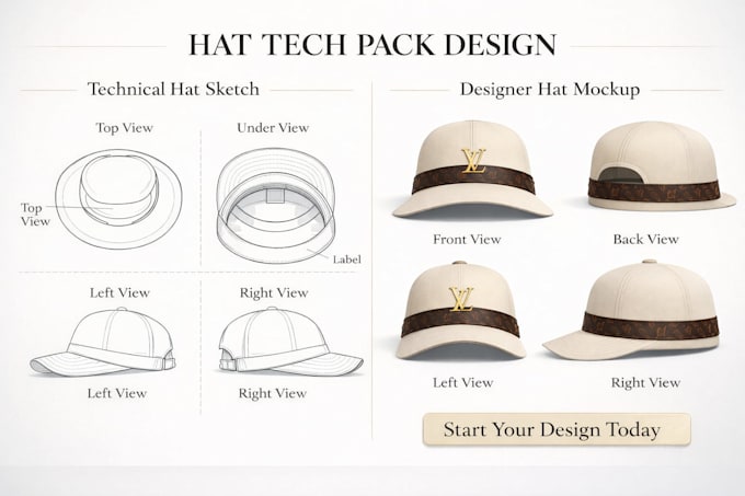design hat tech pack cap tech pack design fashion cap design