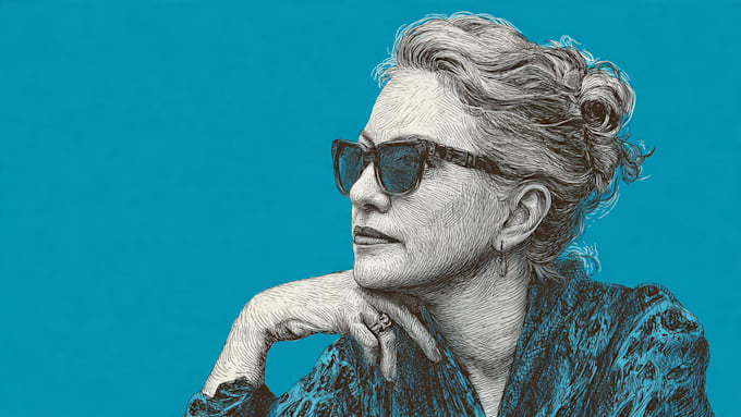 draw a hedcut wsj portrait style from photo