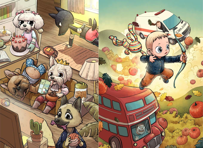 draw original children book illustration