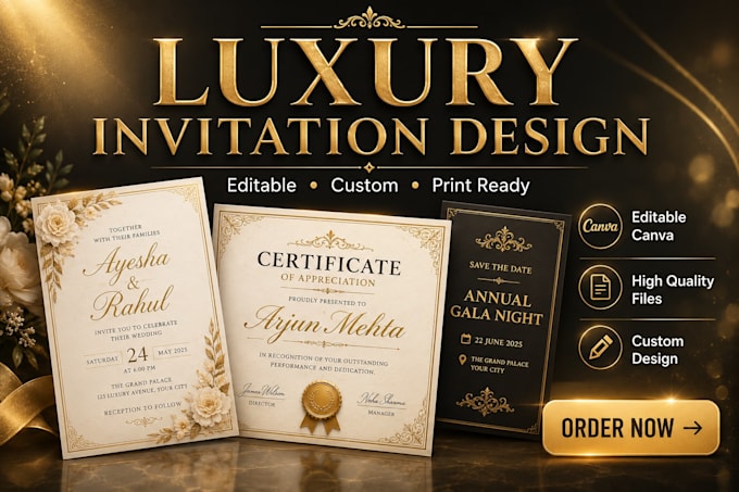 design editable wedding invitation certificate and event card