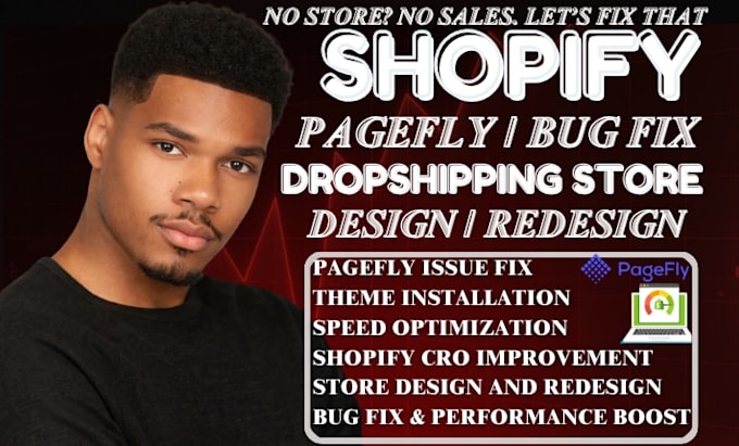 fix shopify speed, pagefly issues and redesign dropshipping store