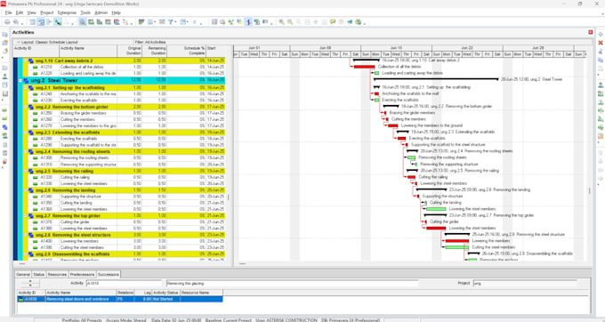 prepare wbs, gantt chats and project planning using primavera p6