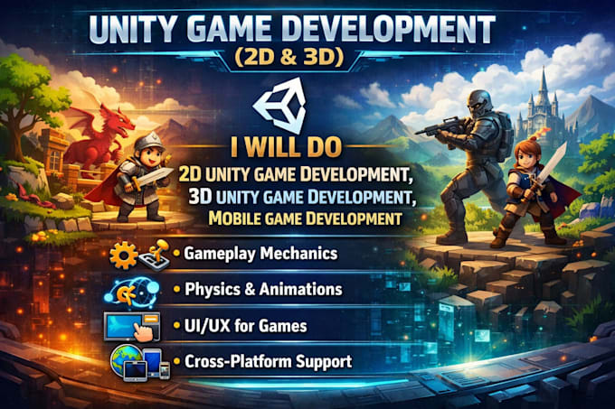 Do 2d unity game development, 3d unity game development, mobile game ...