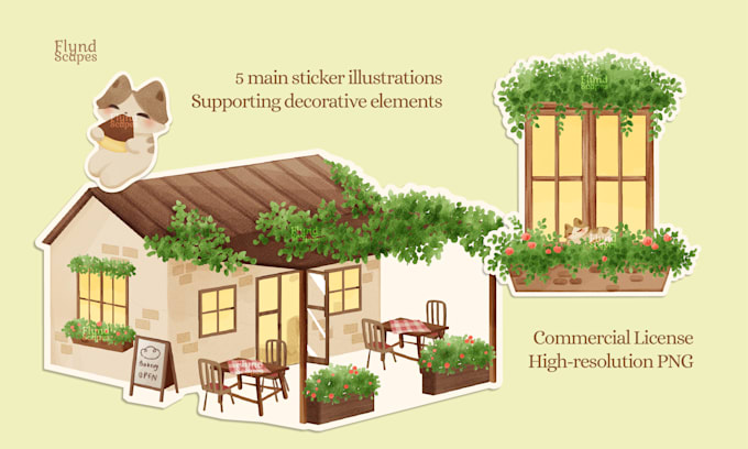 draw cute custom watercolor sticker illustrations