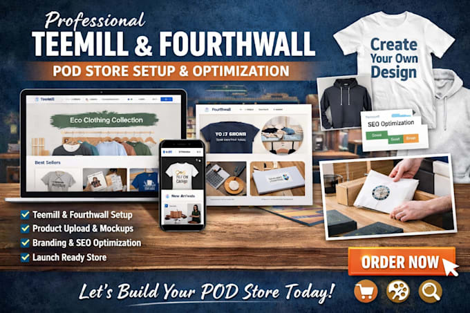 design professional teemil and fourthwall pod store setup design optimization