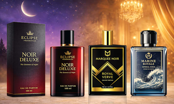 creat luxury perfume label, logo, cosmetics with custom label