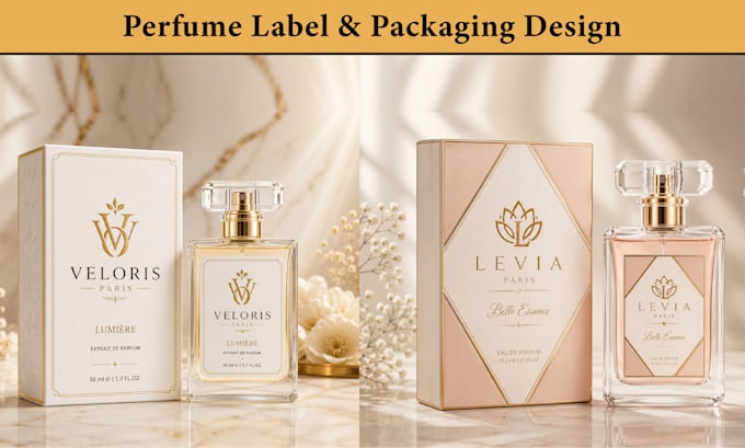 creat luxury perfume label, logo, cosmetics with custom label
