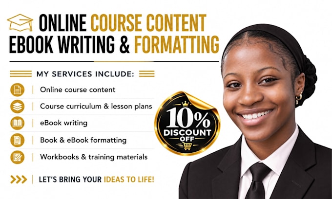 create online course content course curriculum ebook writing and book formatting