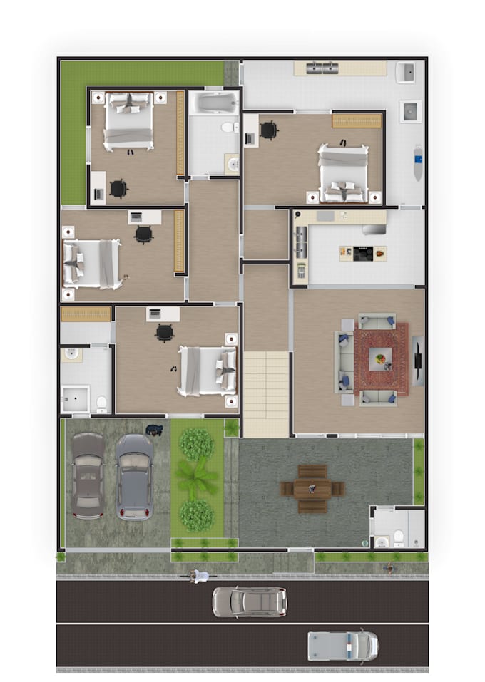 create a professional humanized floor plan