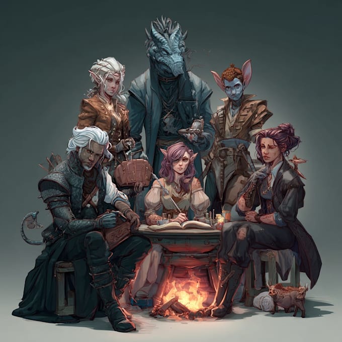 do dnd group party illustration