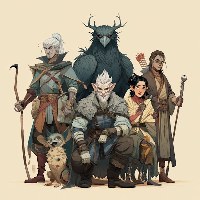 design an your dnd group party illustration