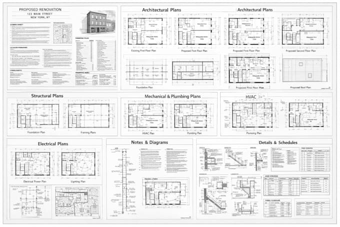 do new york full building permit architectural, mep, electrical drawing package