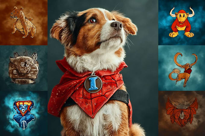 create custom super hero pet portrait