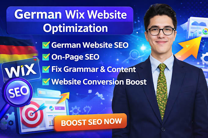 fix optimize redesign german wix website for on page seo and conversions