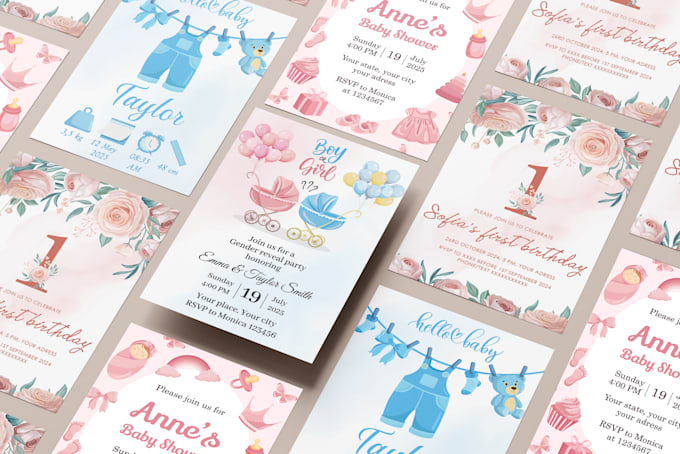 design wedding, birthday and baby shower invitations
