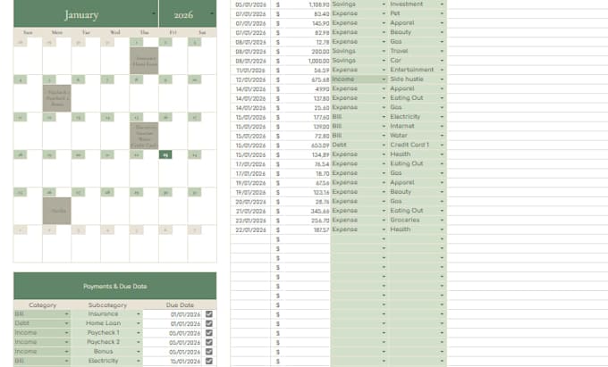 design customized budgeting spreadsheet, with automation
