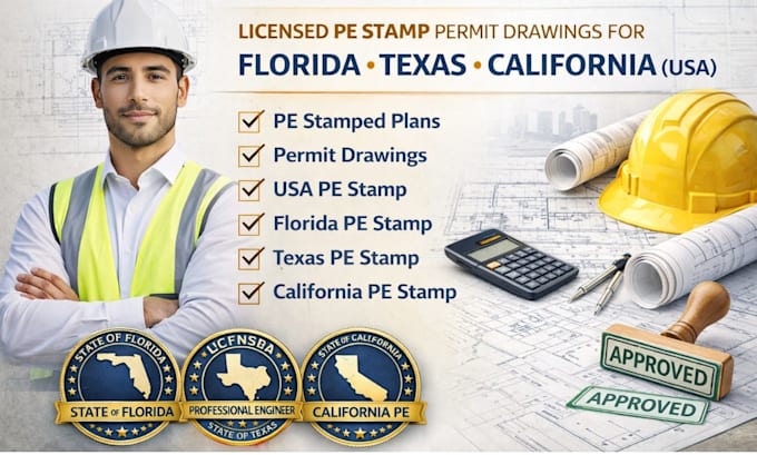 structural engineer permit drawings california arizona texas florida pe stamp