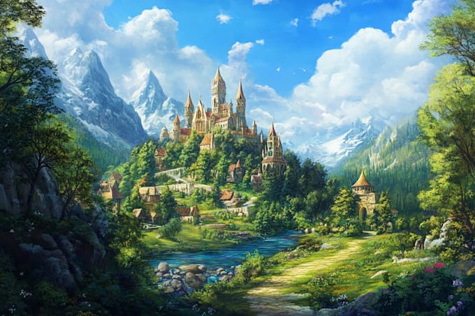 a fantasy landscape design illustrations