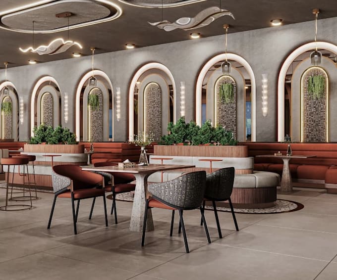 modern pharaonic restaurant,dining space,cafe layout,pub render,bar pub 3ds max