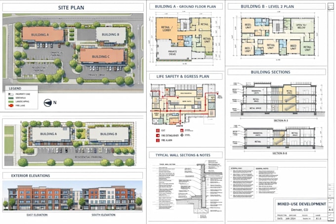 create permit ready multi building mixed use plans in denver