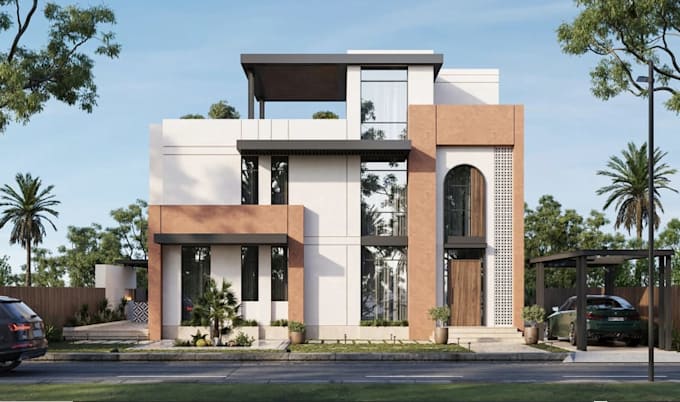 remodel residential building,luxury apartment, elevation design, backyard render