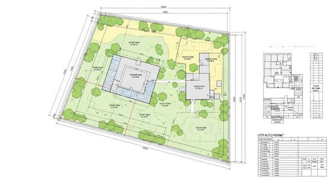 draw site plan, plot plan for city permit in autocad