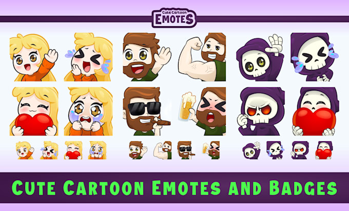 create custom cartoon twitch emotes sub badges sticker